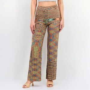 NIA Space Dye Print Wide Leg Flare Knit Pants Size Small Revolve